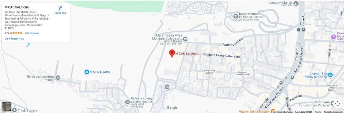Map and location reference for M CAD Solutions in Karvenagar, Pune